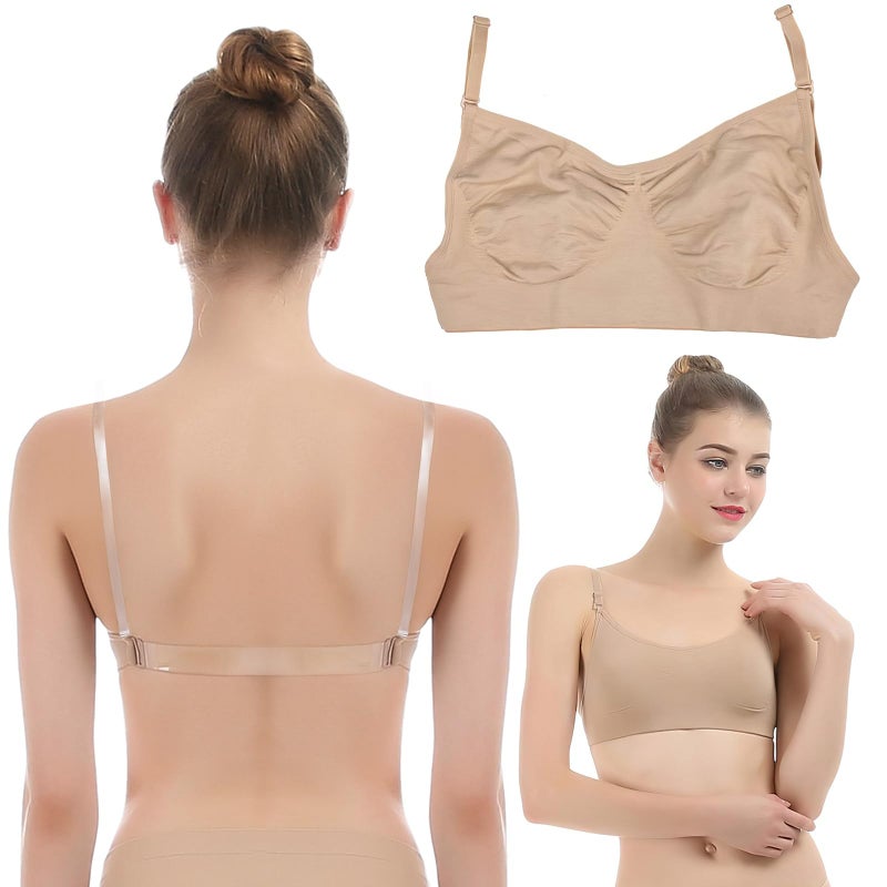 iMucci Clear Strap Bra Professional Dance Bras NO Sponge Invisible Ballet Top - Image 1